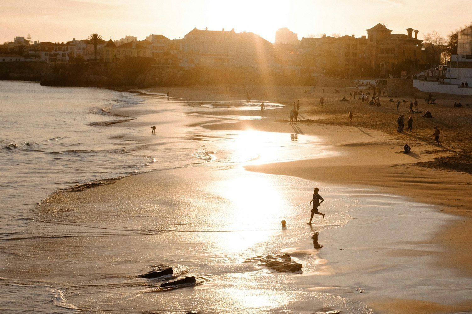 Cascais beach at sunset